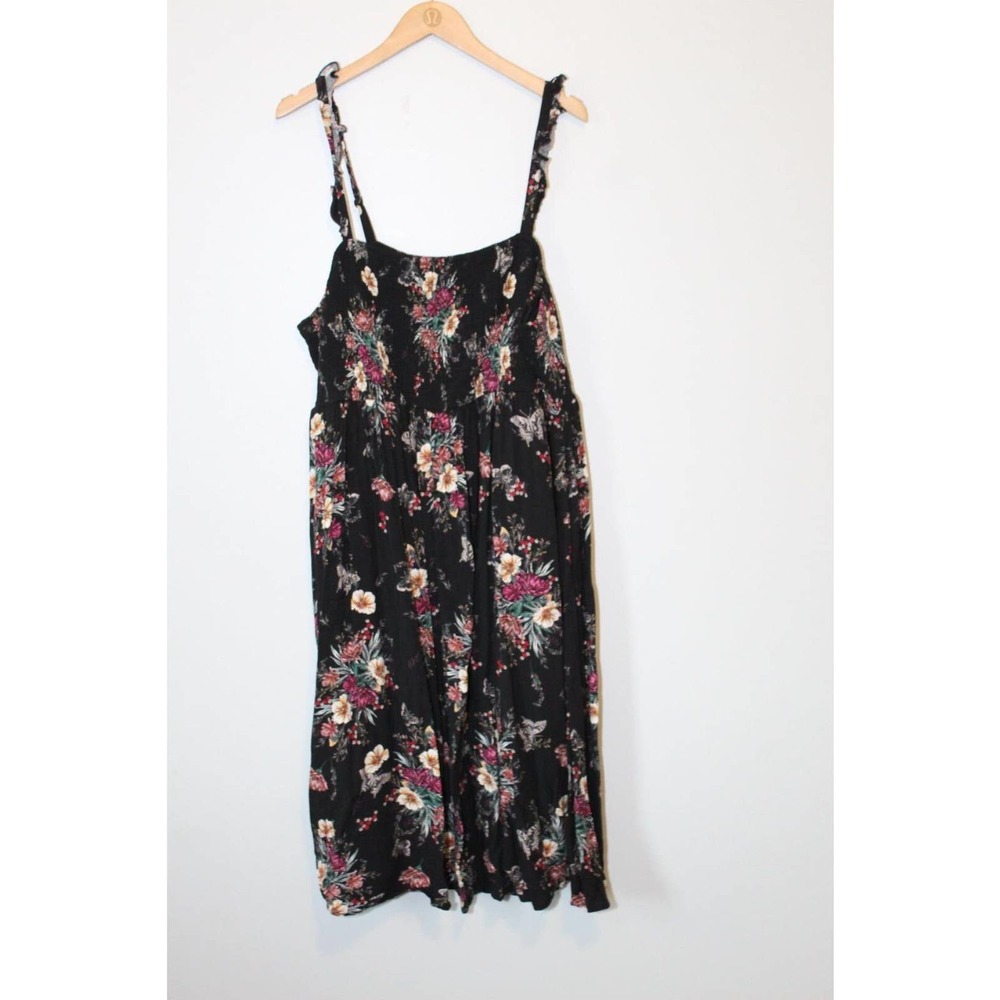 Torrid Floral Butterfly Midi Challis Smocked Tiered Dress Plus Size 4 4X H14068 - Picture 8 of 16